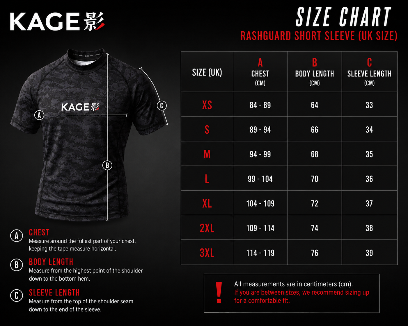 kage short sleeve rash guard compression size guide