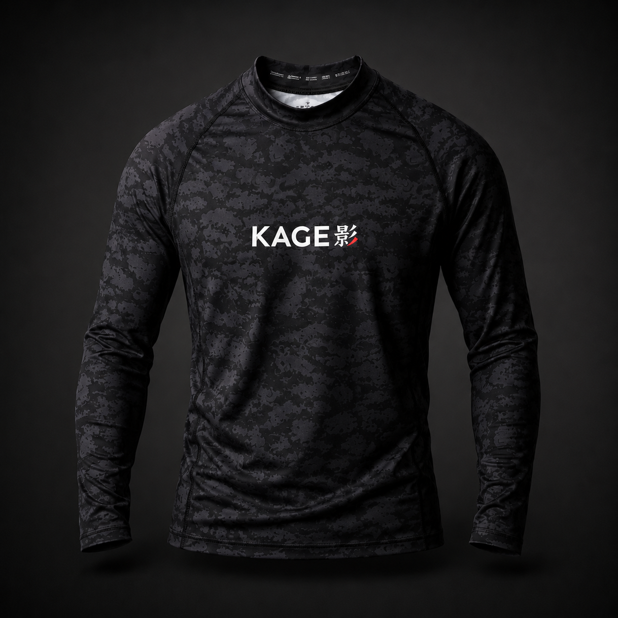 KAGE Long Sleeve Black Tiger Rashguard for MMA and No-Gi