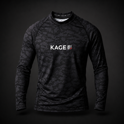 KAGE Long Sleeve Black Tiger Rashguard for MMA and No-Gi