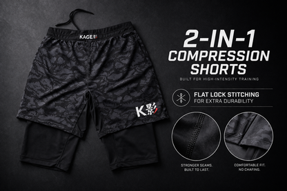 2 in 1 compression rash guard shorts for mma and bjj